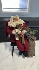 15" Santa Claus Sitting Chair Teddy Bear Christmas Decor Figurine