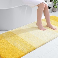OLANLY Bathroom Runner Rugs Mat 70x24, Extra Soft Absorbent 70" X 24", Yellow