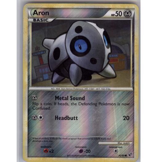 Aron 42/90 Common HGSS Undaunted Pokemon Reverse Holo Moderately Played