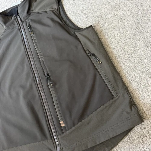 Beretta Men’s Butte Softshell Hunting Vest Sz L Moss Brown Bark Made Italy EUC image 4