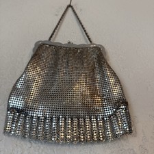 Vintage Whiting Davis Silver Mesh Evening Bag Model 2910 Scalloped Fringe