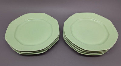 Limoges france Lafarge Decor 7 große Speiseteller grün 29,5 cm Teller Porzellan
