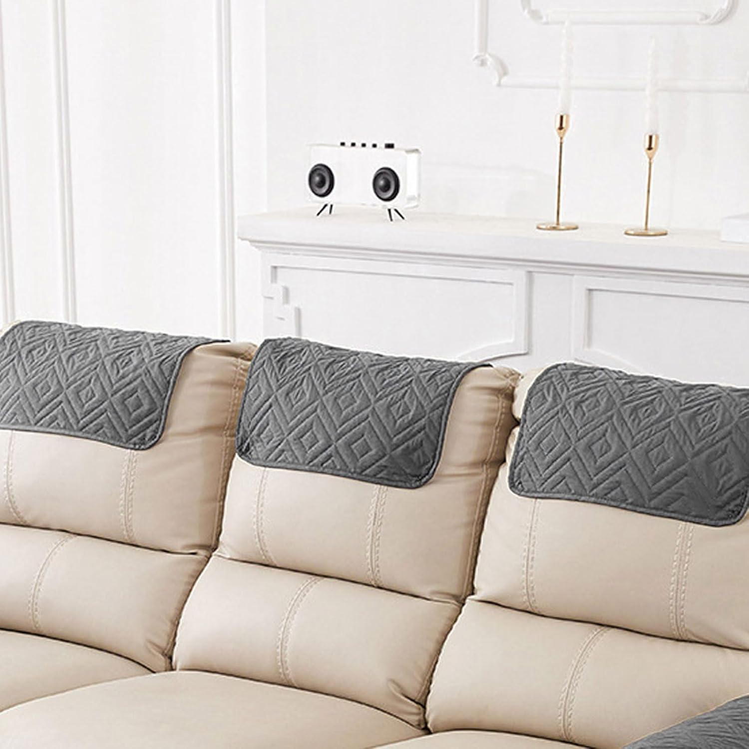 3 Pieces Recliner Headrest Protector Polyester Headrest Cover for Recliner Chair