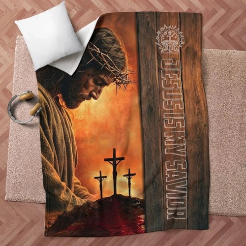 Jesus Is My Savior Blanket Cross Calvary Christian Religious Gift Catholic Throw - 第 2/11 張圖片