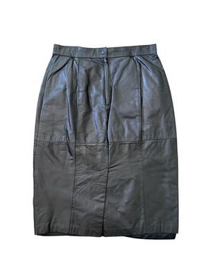 Vintage Studio 1201 Mercedes Adrienne Leather Skirt Black Size 29 Good Condition