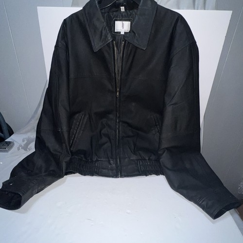 Timothy Daniels schwarze Leder Bomberjacke Größe Large gebraucht, in einwandfreiem Zustand - Bild 3 von 8