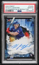 2024 Topps Finest Blue Refractor 9/99 Wyatt Langford PSA 10 GEM MT Auto 1fb0
