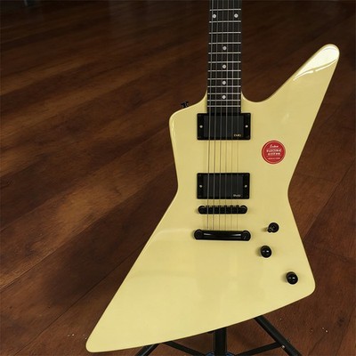 Cream Explorer Electric Guitar Solid Body H-H Pickups Fixed Bridge Bone Nut