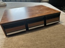 Vintage Cassette Tape Storage Case 42 Faux Wood Finish 3 Drawer Cabinet Holder
