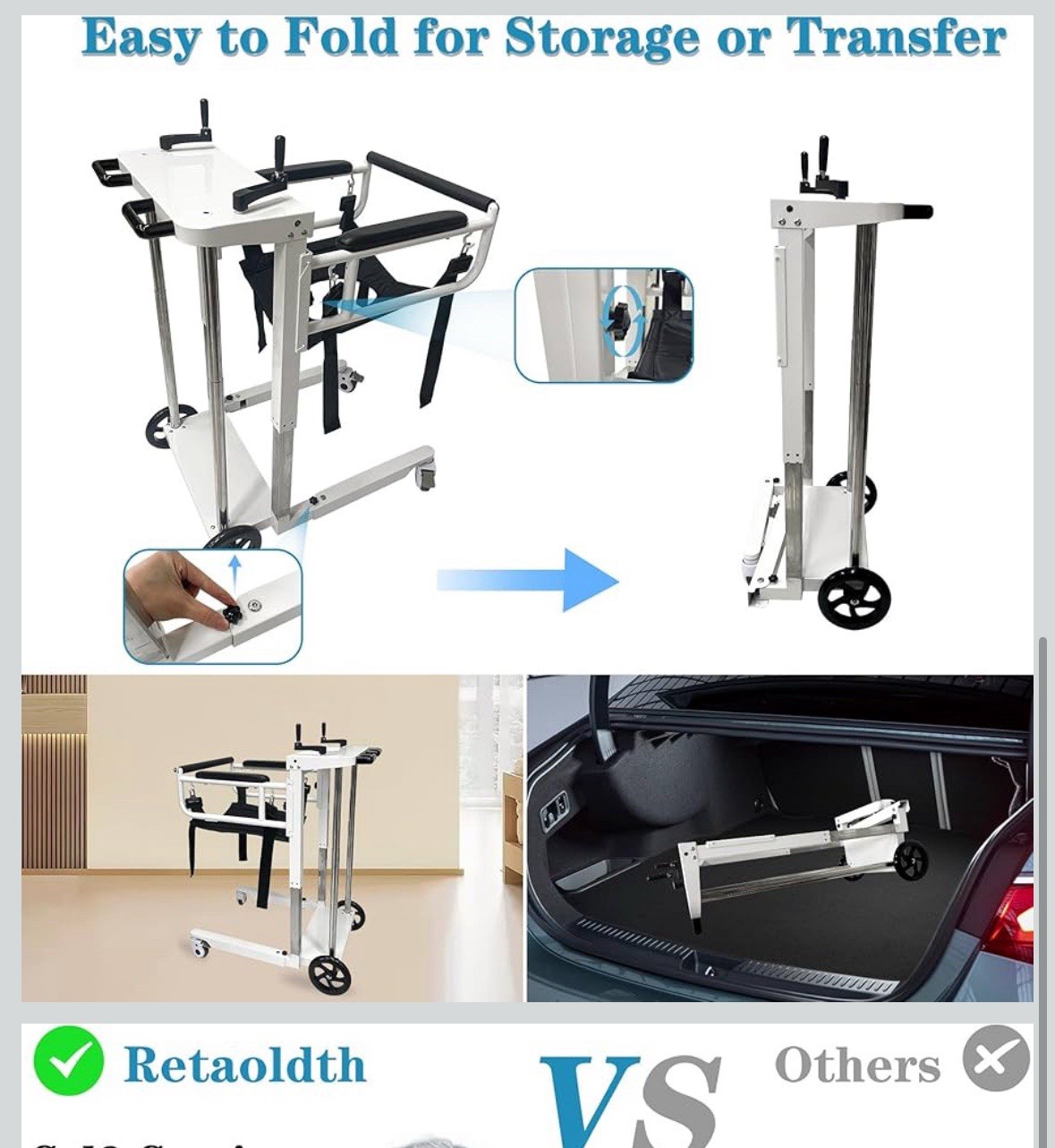 Patient Lift Wheelchair for Home Transfer Chair for Caregivers Elderly Living