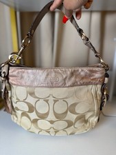 Coach Zoe Signature Metallic Rose Gold Hobo Shoulder Bag 12657
