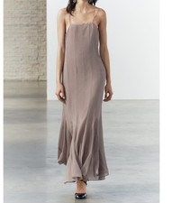 Zara GEORGETTE DRESS WITH RUFFLESTAUPE GREY