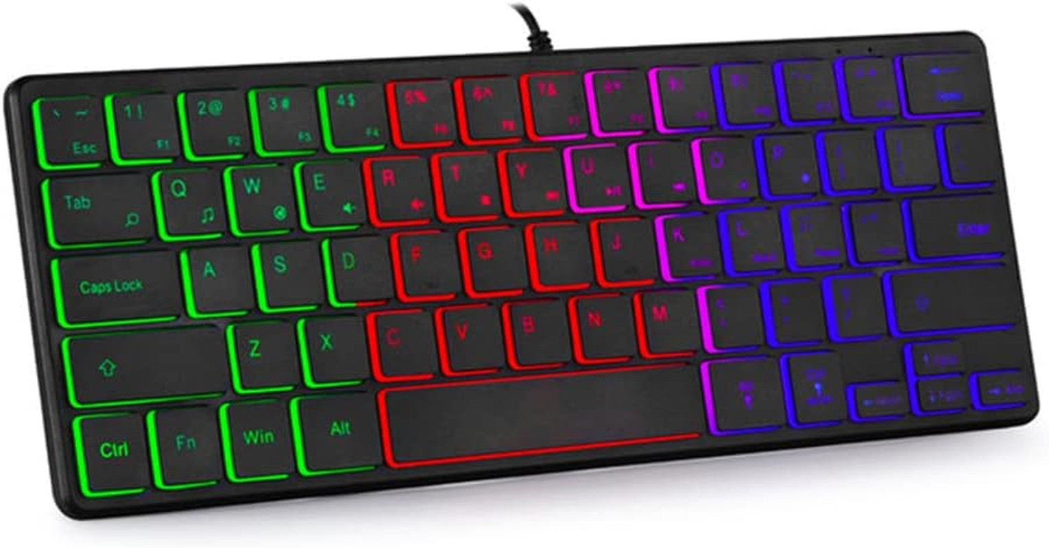 Backlit Mini Keyboard USB Wired Portable Mute Ultra-Compact Small Gaming