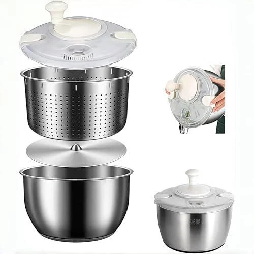 6L Stainless Steel Salad Spinner, Vegetable Spinner, Lettuce Spinner, Fruit Spin
Opens in a new wind