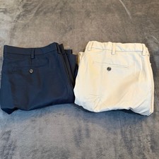 Amazon Essentials Slim Fit Flat Front Dress Pants Set of 2 Beige Navy Mens 40x28