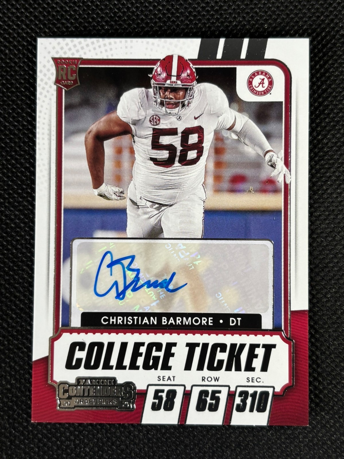 2021 Contenders Draft Picks Christian Barmore College Ticket Auto RC #199 Pats