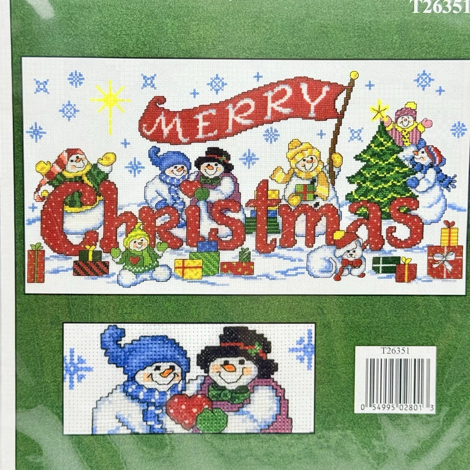 Kit de punto de cruz Christmas Friends de Ursula Michael "Feliz Navidad" muñeco de nieve Foto 2 de 4