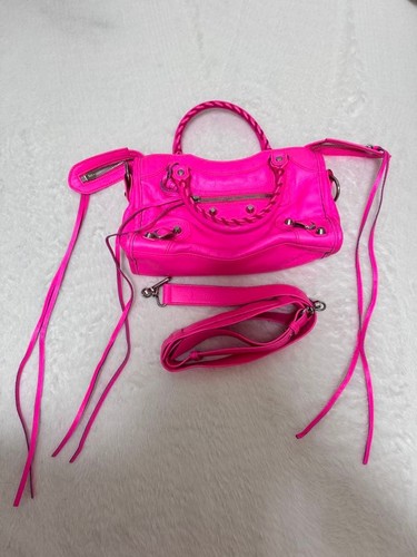 Balenciaga Classic City Mini Handbag Shoulder Bag Vivid Pink Leather 2way Auth
