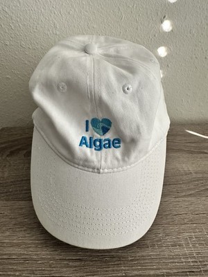I Heart Algae  3 Adjustable Strap Hat Cap White Blue Heart