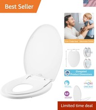 Little2Big Elongated Toilet Seat with Built-In Toddler Potty  Slow Close Safety