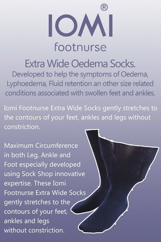 Iomi - Ohne Gummi Medizinischen Ödeme Extra Weite Socken in 4 Größen 5 Farben - Picture 3 of 23