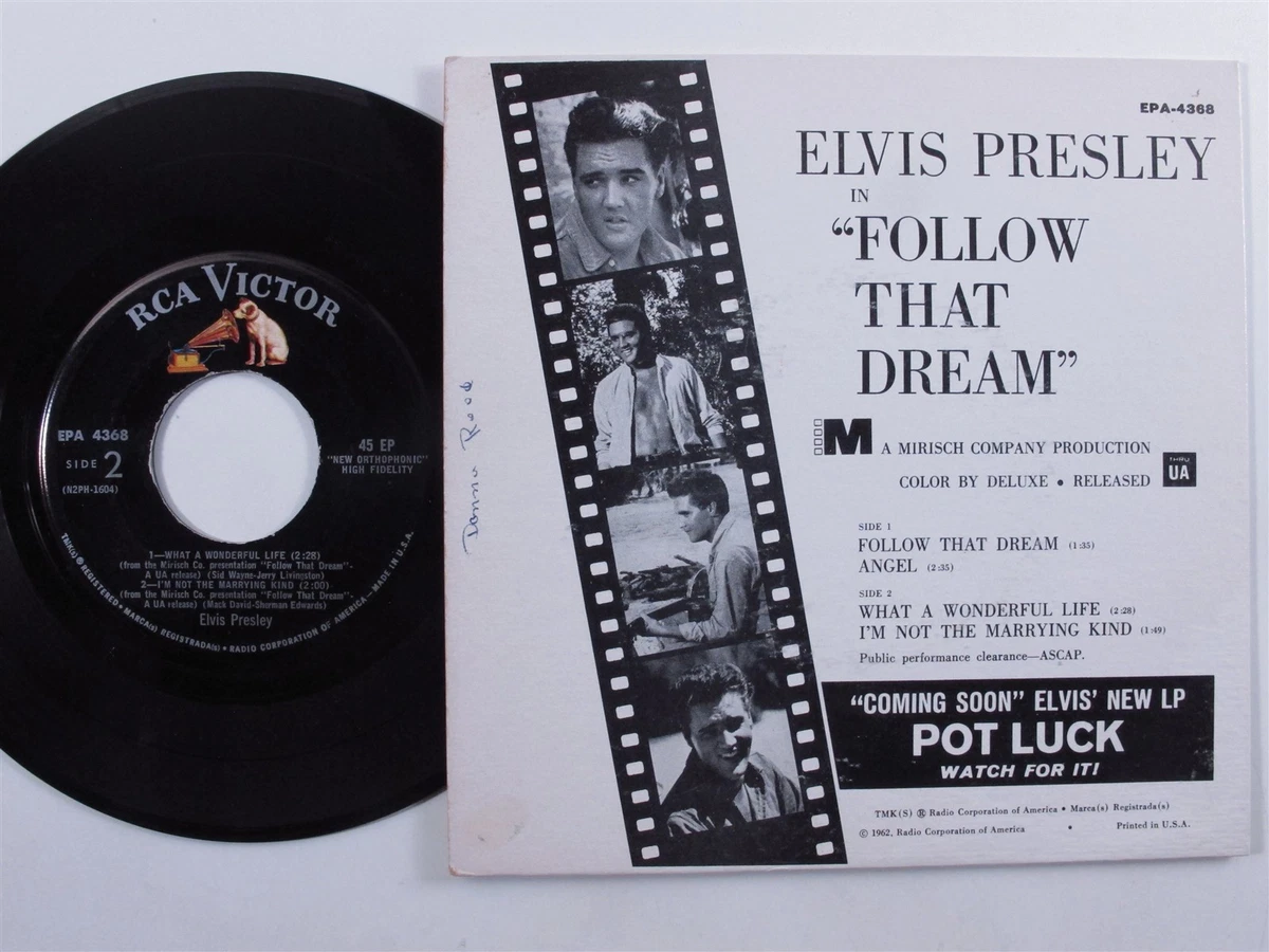 Rock & Roll OST 45 ELVIS PRESLEY Follow That Dream RCA VICTOR VG+ 4-song ep w