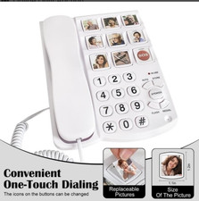 Big Button Telephone Easy Read Amplified Photo Memory Corded Landline family