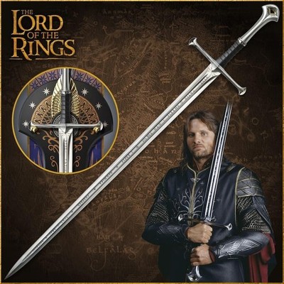 ''Handmade Anduril LOTR Sword Replica   Engraved Blade with Wall Mount Display''