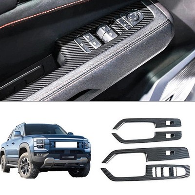 Door Window Lift Switch Cover Button Panel Trim Carbon Fiber For BYD Shark 6 LHD