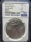 2021 Silver Eagle Type 1 NGC MS69 Early Releases Heraldic Eagle 1oz .999 ASE