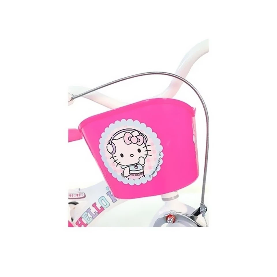 Bici 12" Bambina Hello Kitty Dino Bikes Ruote Aggiuntive Giocattolo Ufficiale - Immagine 3 di 4