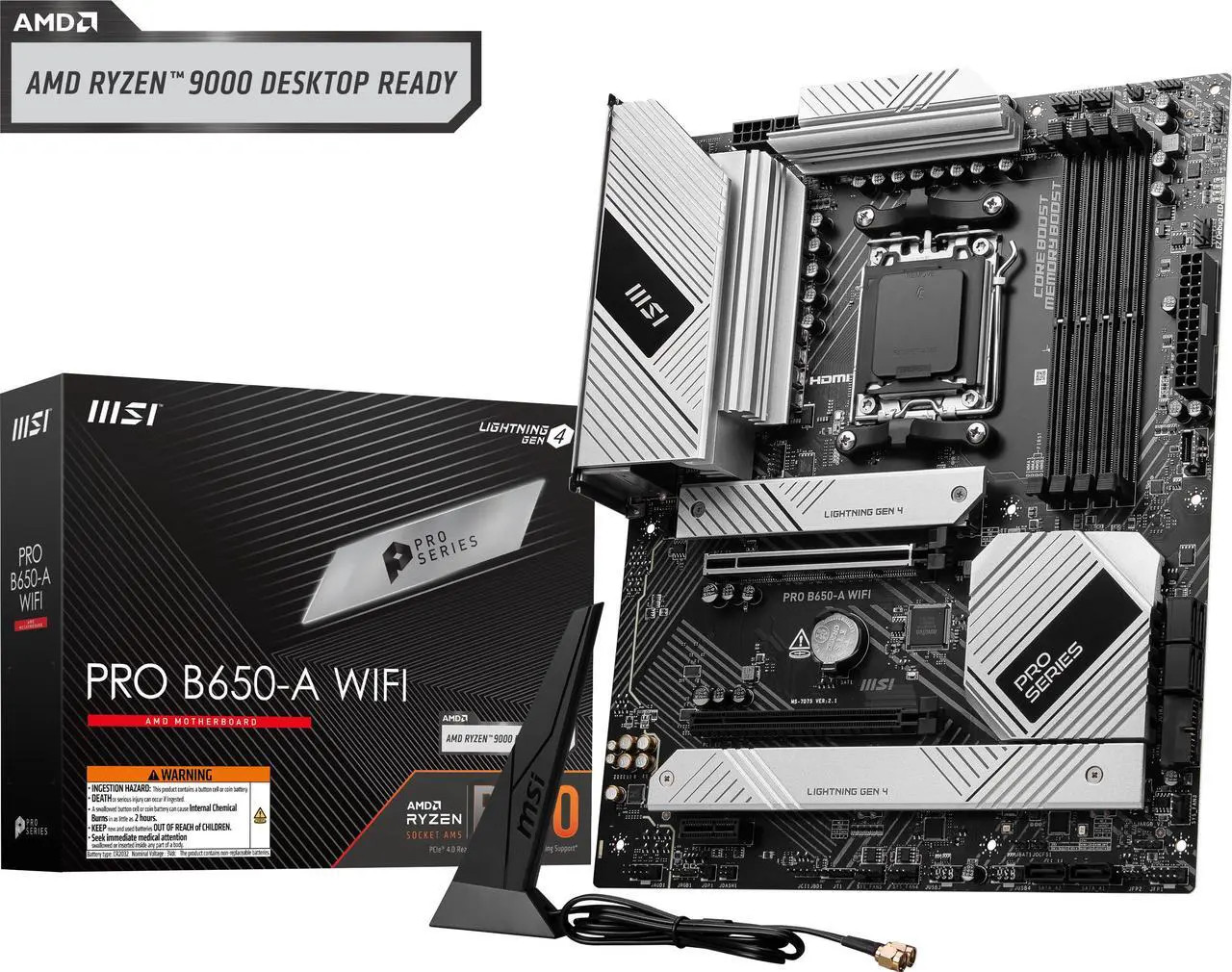 (Factory Refurbished) MSI PRO B650-A WIFI AM5 DDR5 Wi-Fi 6E AMD ATX Motherboard