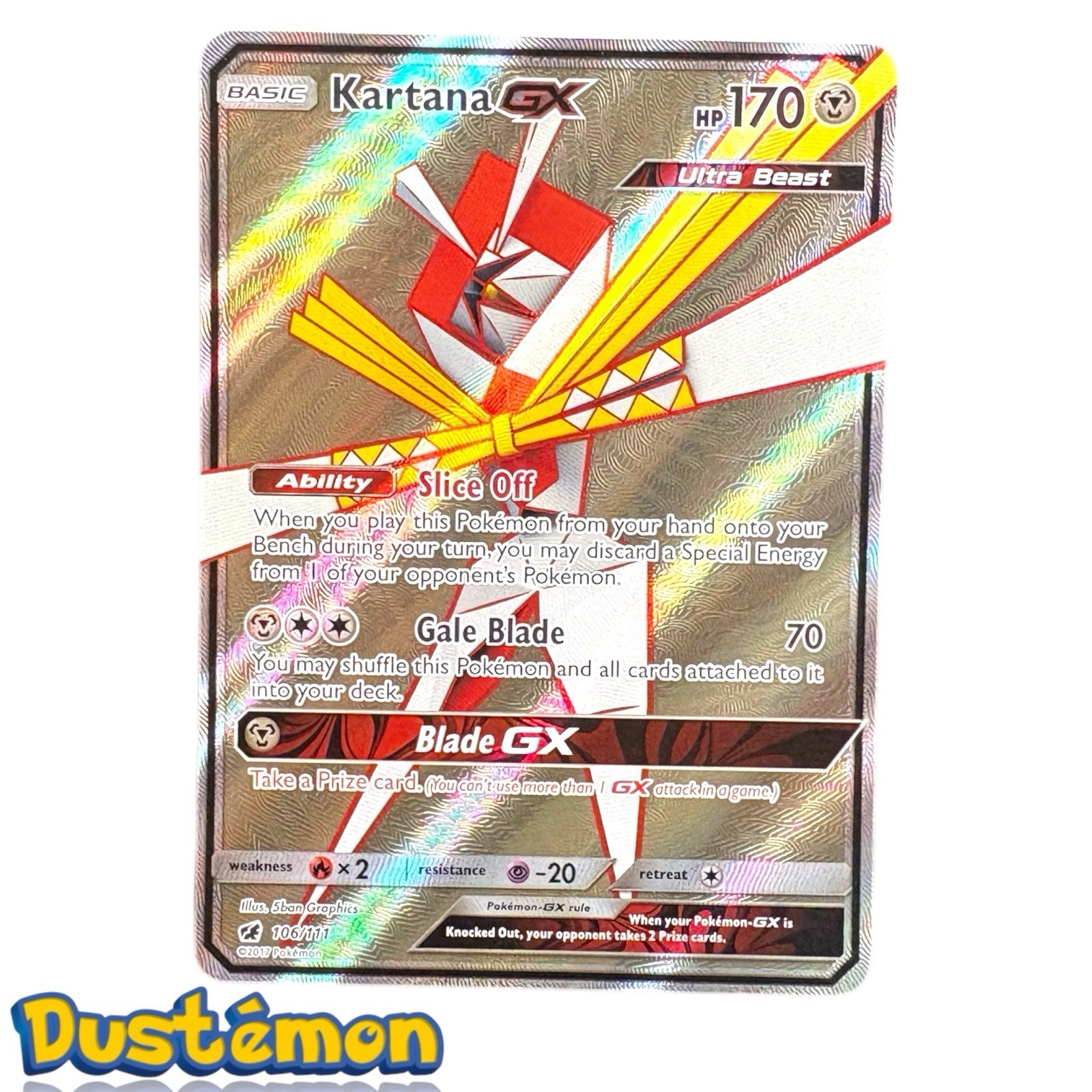 Kartana GX 106/111 Crimson Invasion NM Full Art Ultra Rare Pokemon Card