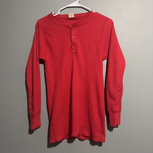 Vintage Northwest Territory rot Thermo Waffel Strick Henley Hemd Herren Large USA