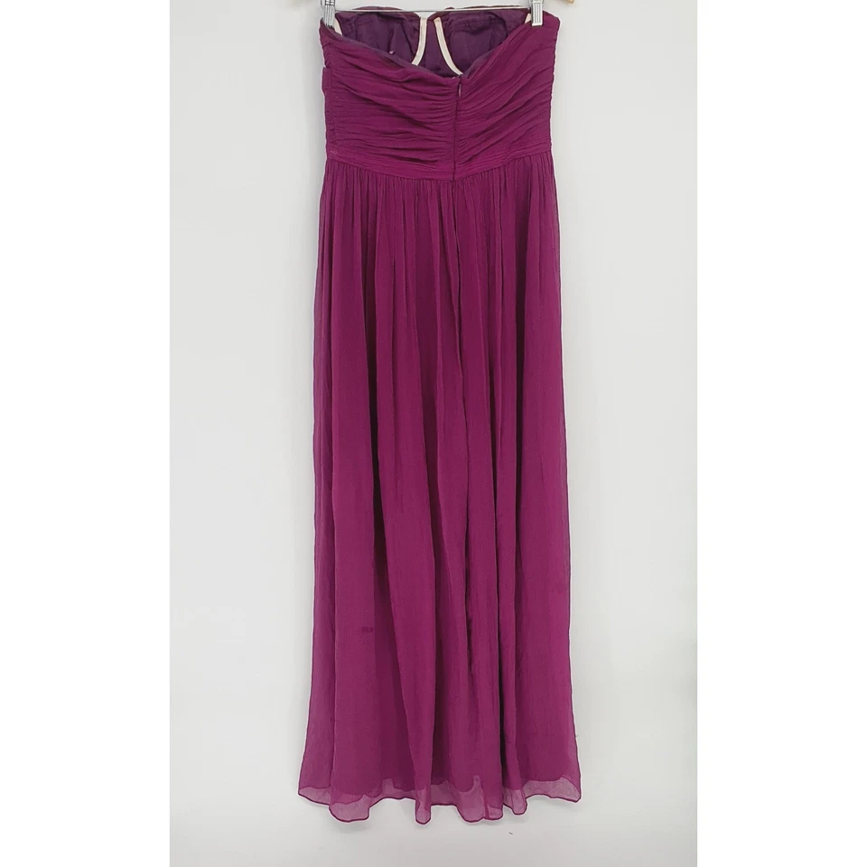 J. Maxi Vestido Formal Crew Arabelle Púrpura 100% Seda Sin Tirantes Gasa Talla 8 Foto 2 de 4