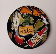 Clay Art Salsa 11" Serving Tray Platter Chili Peppers Excellent Used Condition
