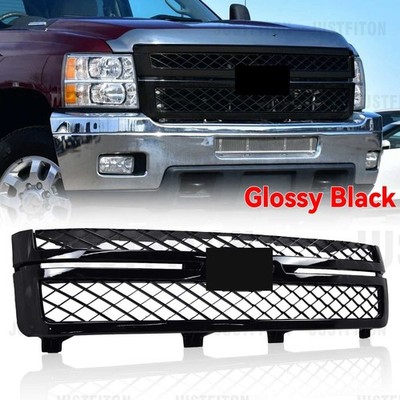 Grille Assembly For 2011-14 Silverado 2500HD 3500 HD Gloss Black Frame Surround