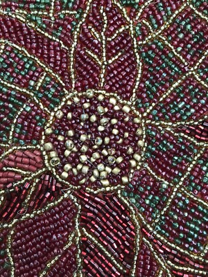 CHEMIN DE TABLE ORGANZA PERLES 28CMX5M ROUGE