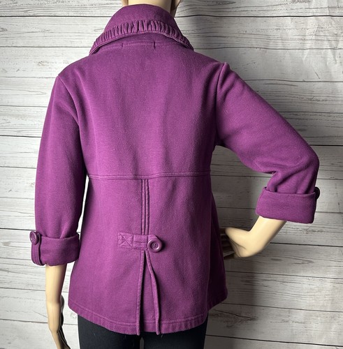 Adorable Vintage Twentyone Fleece Jacket Juniors Medium Plum Purple Ruffle Coat - Picture 9 of 13