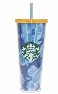 NEW Starbucks Summer 2019 Blue Cactus Flowers Tumbler Cold Cup Yellow Lid
