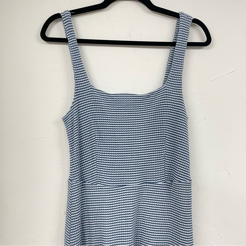 Urban Outfitters Blue & White Stripes Sleeveless Fit & Flare Mini Dress