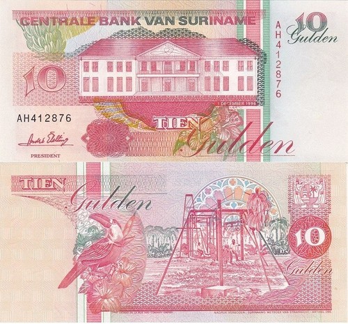 Suriname Surinam - 5 pcs x 10 Gulden 1996 UNC Pick 137b Lemberg-Zp - Picture 2 of 2