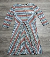 BEBOP Dress Juniors Large Colorful Striped Tie Accent Knee Length Dress Womens