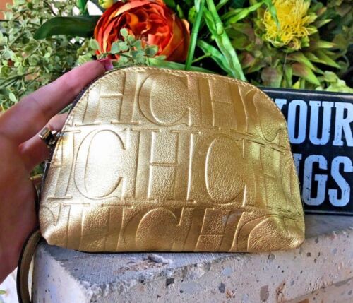 CAROLINA HERRERA METALLIC GOLD TATOO CH LOGO KOSMETIKTASCHE - Bild 2 von 9