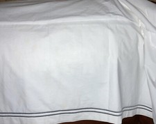 RH Restoration Hardware Full Satin Stitch White Bed Skirt Grey Stripes