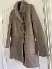 Massimo Dutti Grey Shearling Coat Lamb Sheepskin Taupe New S 8 36 Us4
