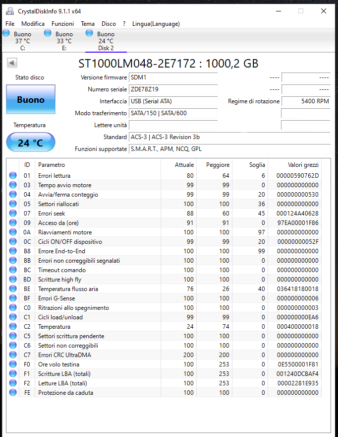 1 HARD DISK INTERNO NOTEBOOK 2,5 SEAGATE BARRACUDA 1TB 5400Rpm 128MB
