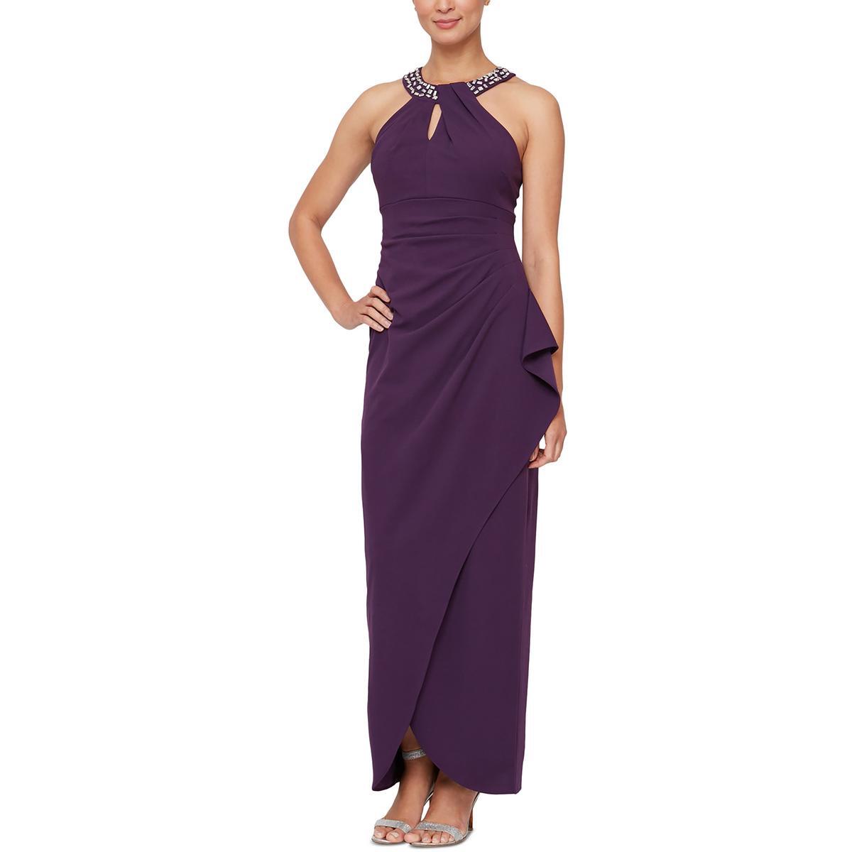 Длинное официальное вечернее платье SLNY Womens с фиолетовыми украшениями, 10 BHFO 9680