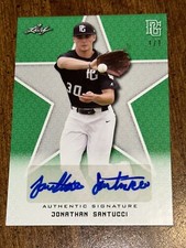 JONATHAN SANTUCCI 2020 LEAF PERFECT GAME GREEN BLANK BACK AUTO #1/1 DUKE, METS
