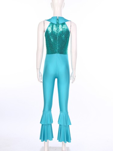 Women Jumpsuit Party Bodysuit O-Ring Front Romper Rhinestone Nightclub Stage - Picture 17 of 94
